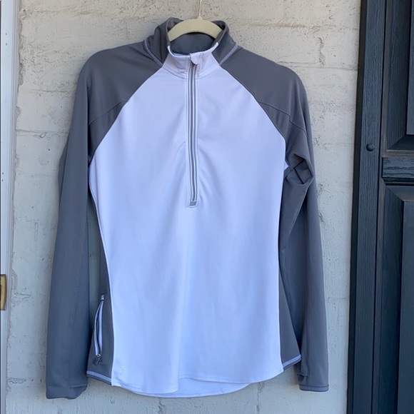 Athleta Tops - Athleta grey/white 1/2 zip pullover top
